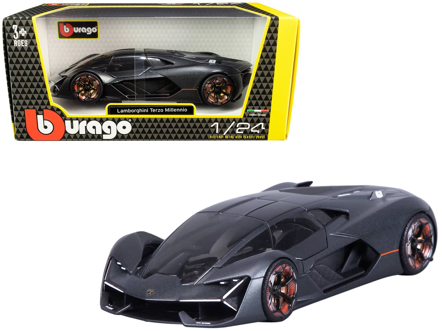 3+ AGES b urago Lamborghini Terzo Millennio - Cos burago b 1/24 1 DIE-CAST METAL WITH PLASTIC PARTS