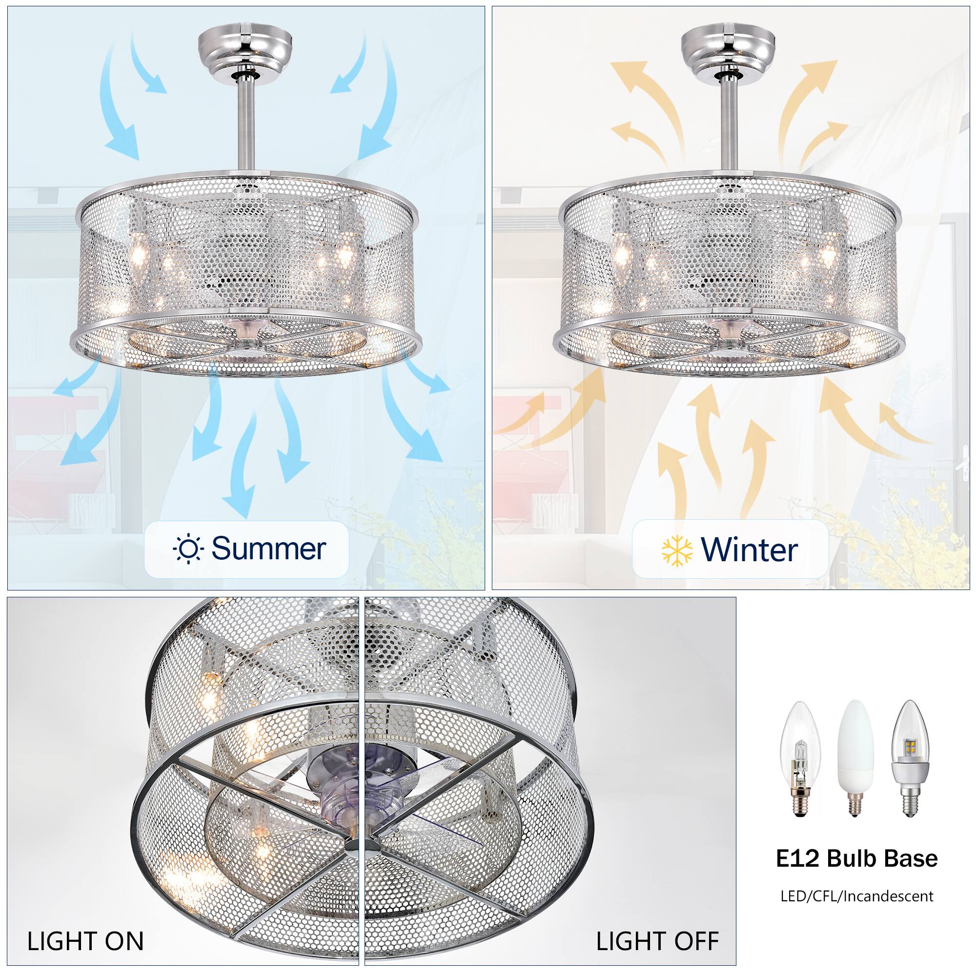 Summer  
Winter  

E12 Bulb Base  
LED/CFL/Incandescent  

LIGHT ON  
LIGHT OFF