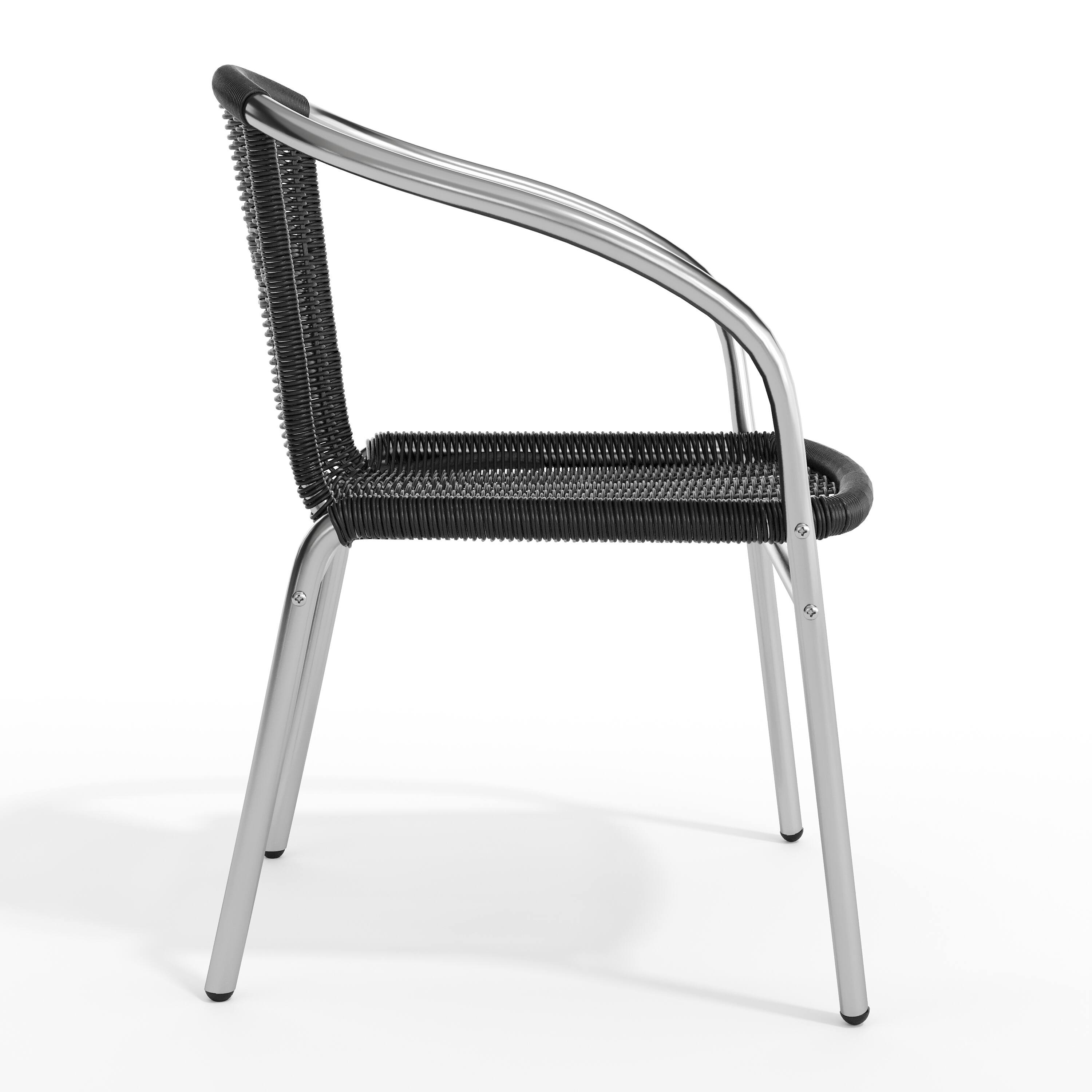 Alt View 8. Emma + Oliver - Commercial Aluminum/Rattan Restaurant Dining Stack Chair - Aluminum and Black.