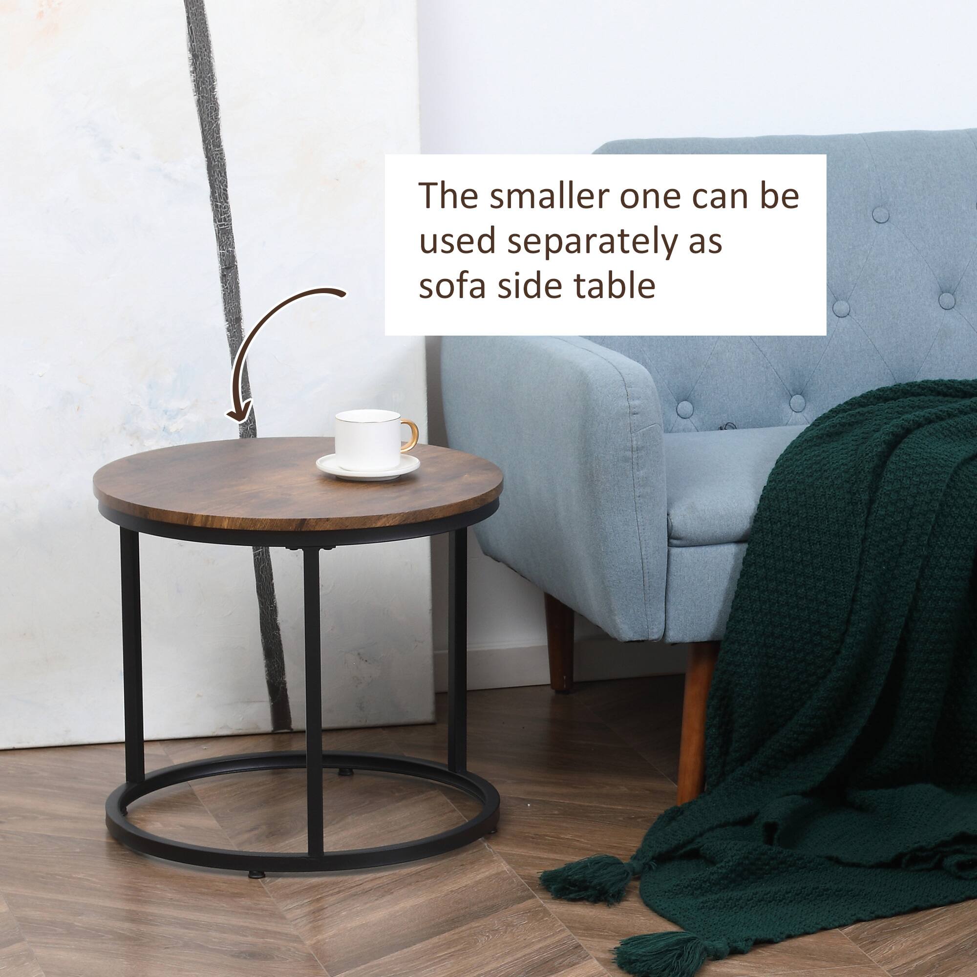 The smaller one can be used separately as a sofa side table.