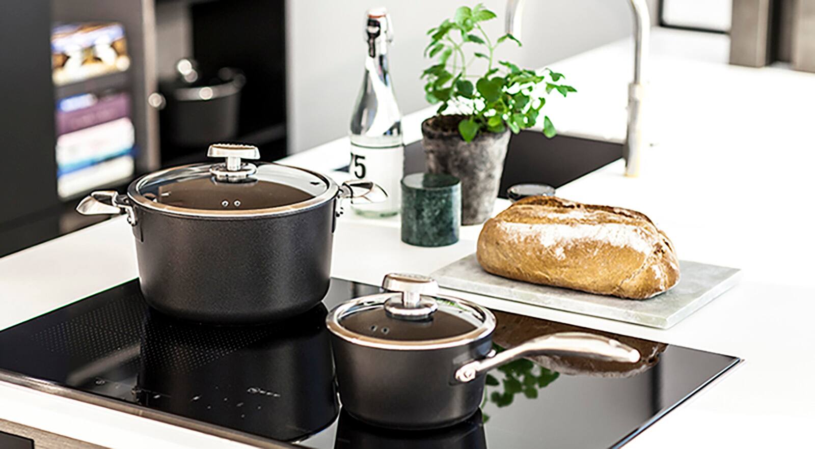 Alt View 3. Scanpan - Pro IQ 1.6 Quart Covered Saucepan - Black.
