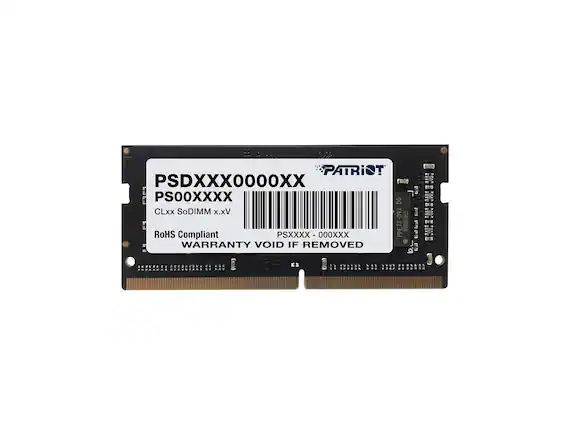 PATRIOT
PSDXXX0000XX
PSO0XXXX
CLxx SoDIMM x.xV
RoHS Compliant
PSXXXX - 000XXX
WARRANTY VOID IF REMOVED