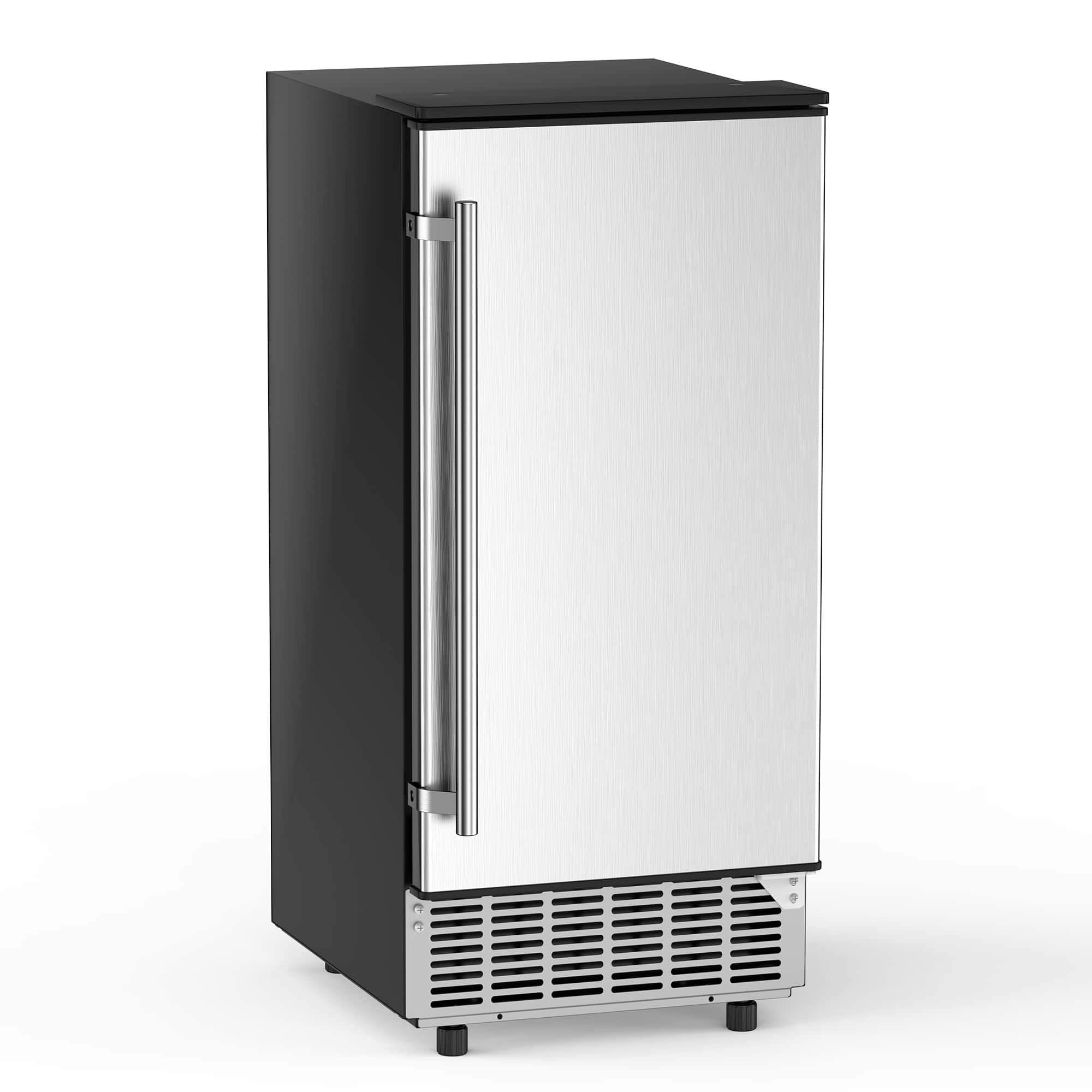 SIMZLIFE - Stainless-Steel Built-In/Free-Standing lce Maker - 80lbs/24H, Ice Machine with Clear Ice - Silver