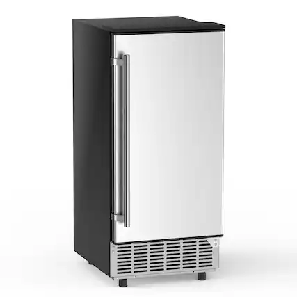 Front. SIMZLIFE - Stainless-Steel Built-In/Free-Standing lce Maker - 80lbs/24H, Ice Machine with Clear Ice - Silver.