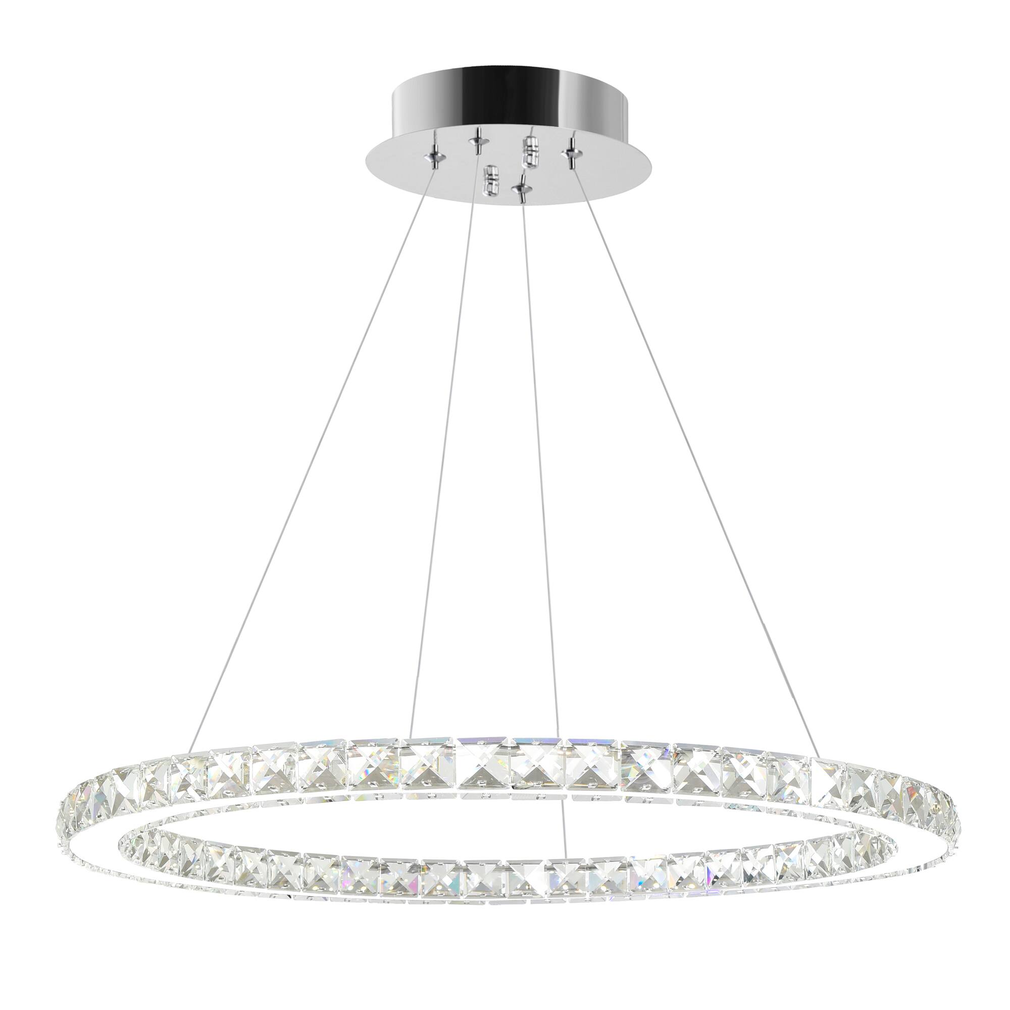 Front. CWI Lighting - Ring LED Chandelier With Chrome Finish - Stainless Steel.