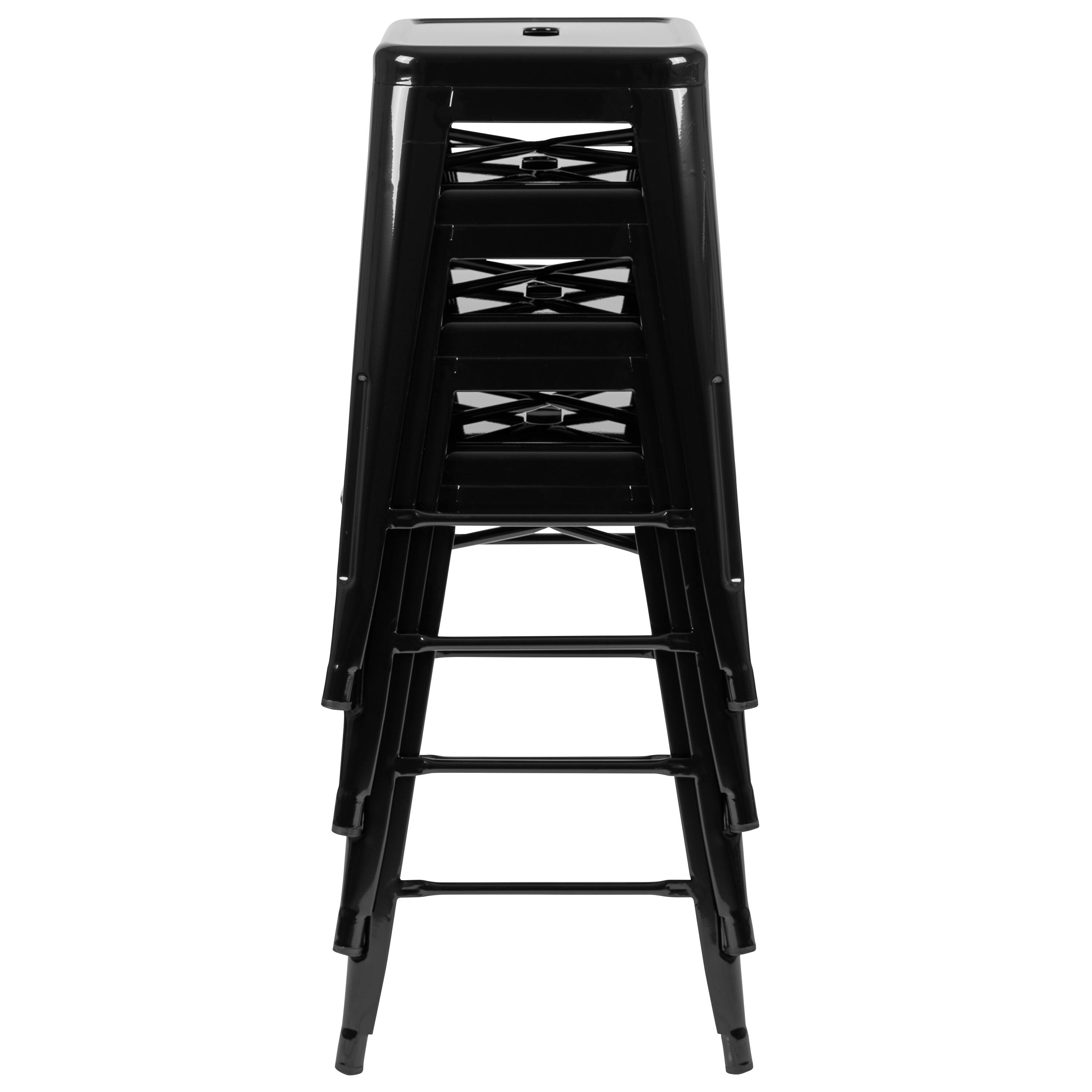 Alt View 10. Emma + Oliver - 4 Pack 24" High Metal Indoor Counter Bar Stool - Stackable Stool - Black.
