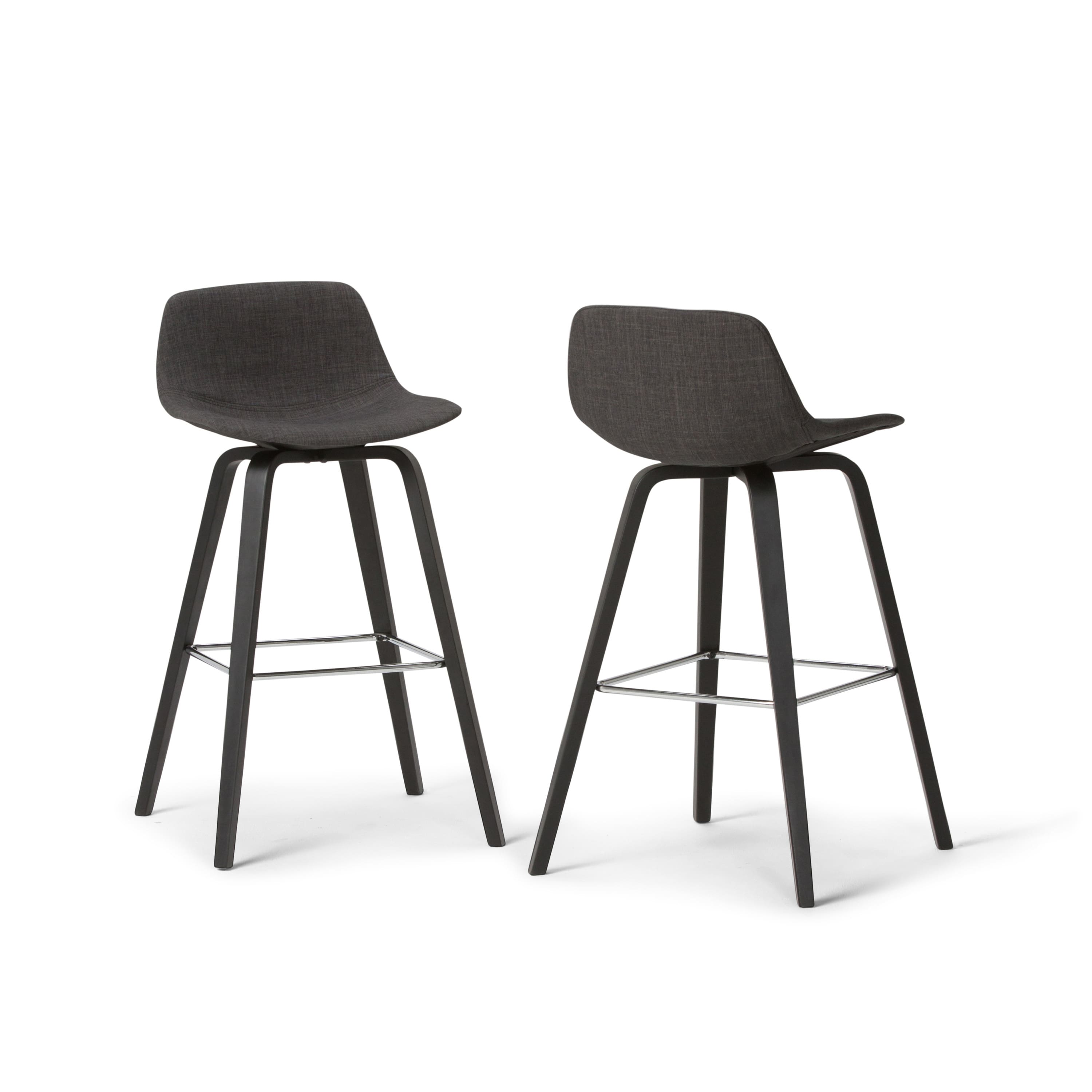 Angle. Simpli Home - Randolph Bentwood Counter Height Stool (Set of 2) - Charcoal Grey, Black.
