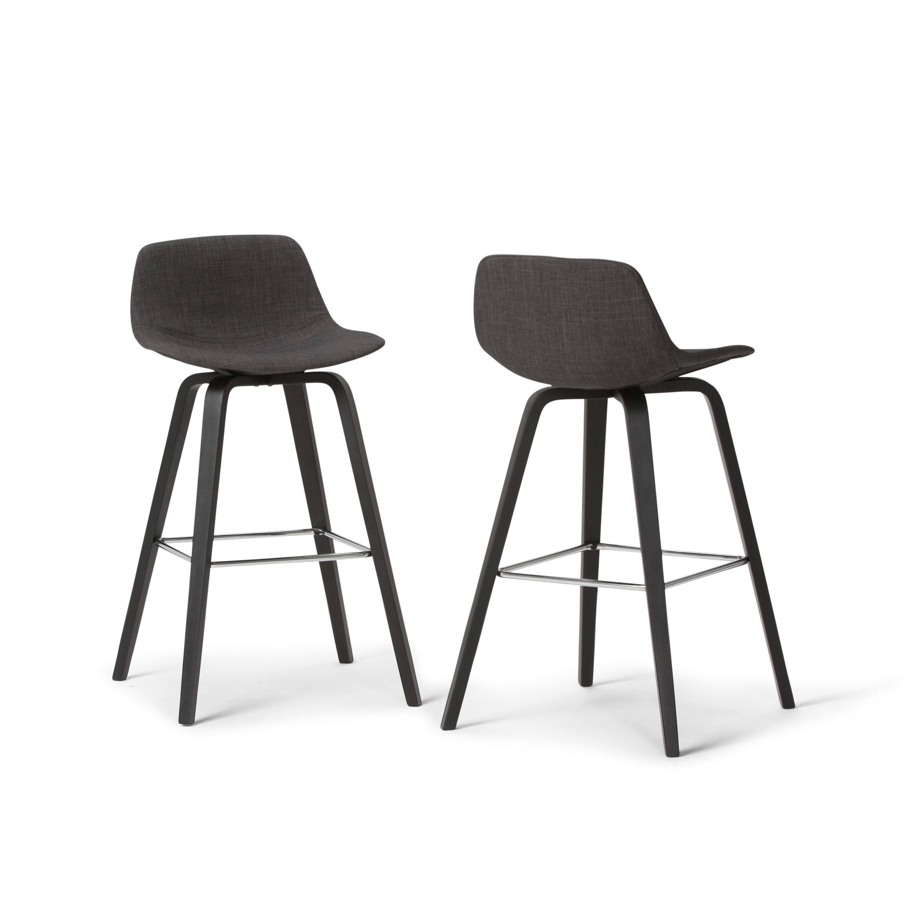 Simpli Home Randolph Bentwood Counter Height Stool (Set of 2) Charcoal