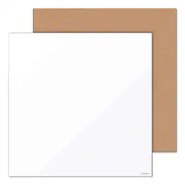 U Brands - Frameless Tile Board Value Pack, (1) Tan Bulletin Board, (1) White Magnetic Dry Erase Board, 14" x 14"