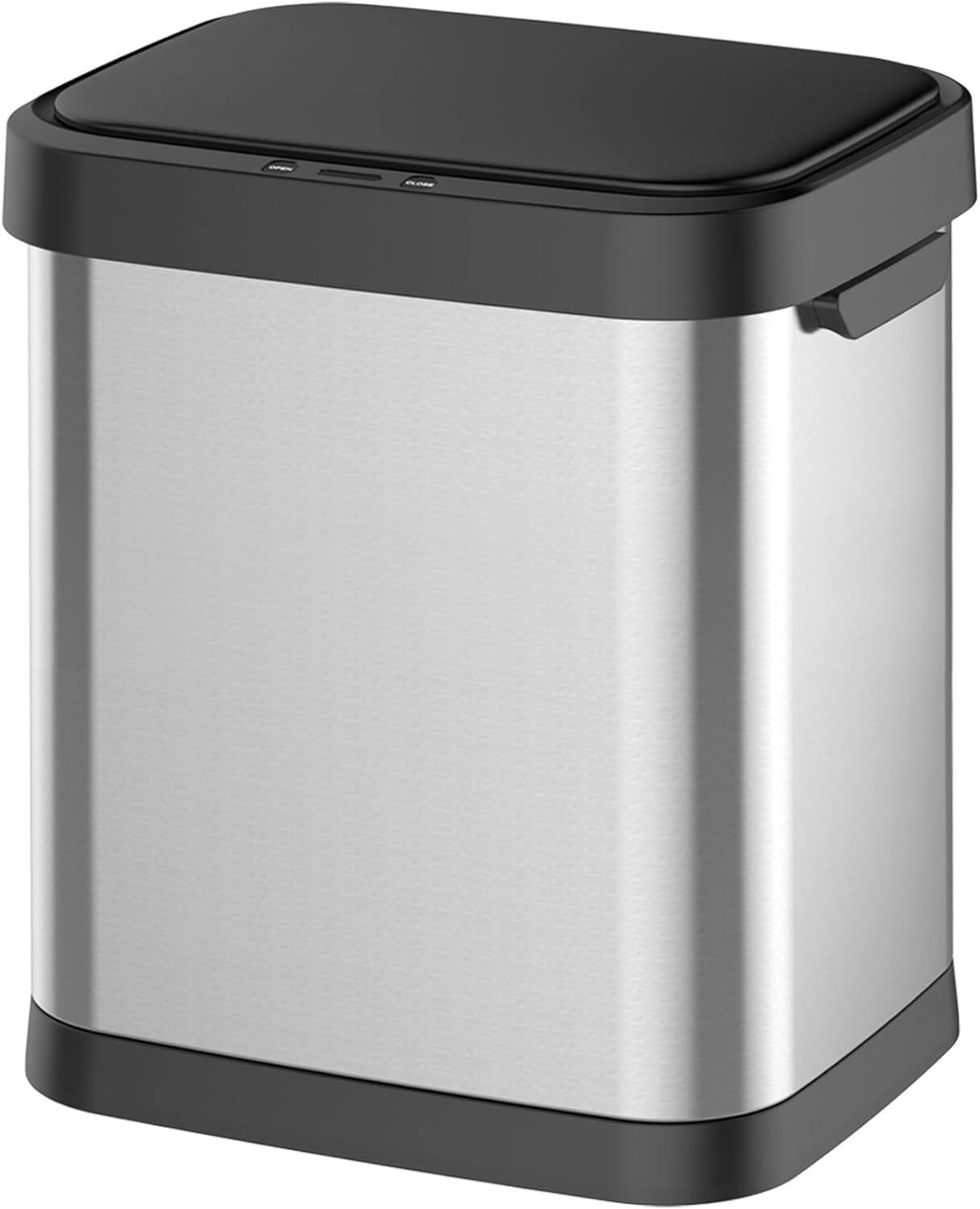 Front. Qeetex - 7.9 Gal/30L Automatic Trash Can, Touchless Smart Sensor Garbage Bin with Lid, Large Stainless Steel Waste Bin, Silver.