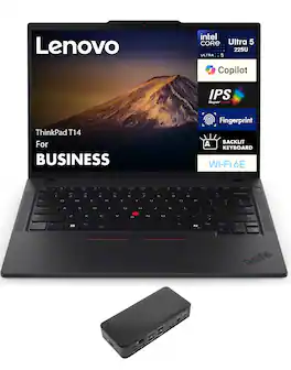Lenovo - ThinkPad T14 Laptop 14.0 WUXGA (Intel Ultra 5-225U, 16GB DDR5, 512GB PCIe SSD, Intel Graphics, Win 11 Pro)