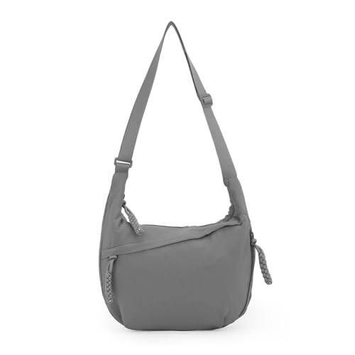 Fabibe - Crescent Hobo Crossbody Bag - Multi-pocket Sling Moon Slouchy Dumpling For Women & Men - Gray