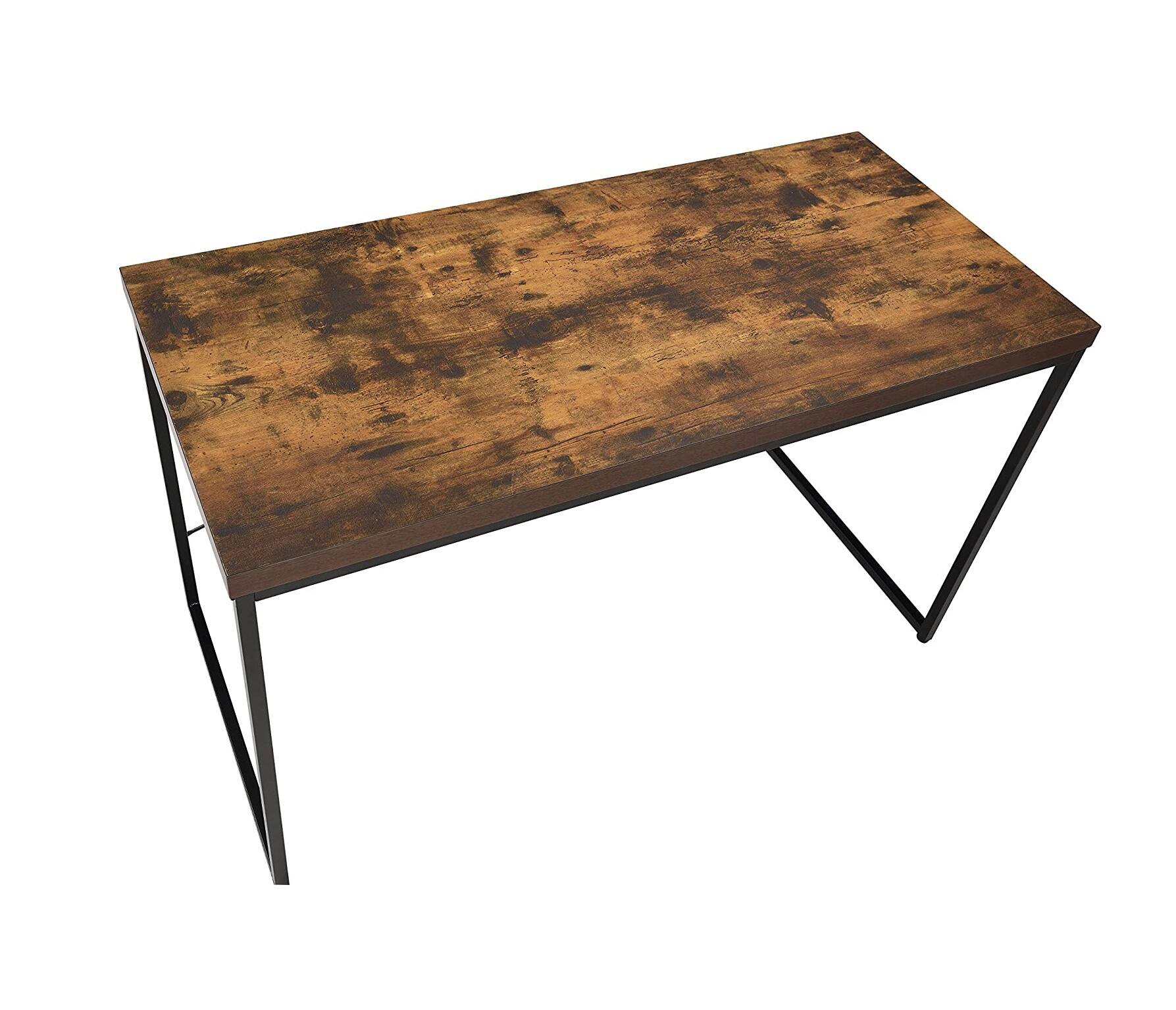 Left. TinyHomie - Industrial Style 1pc Writing Desk Wooden Weathered Oak Finish Black Metal Frame Laptop Table Home Office Furniture - Black and Oak.