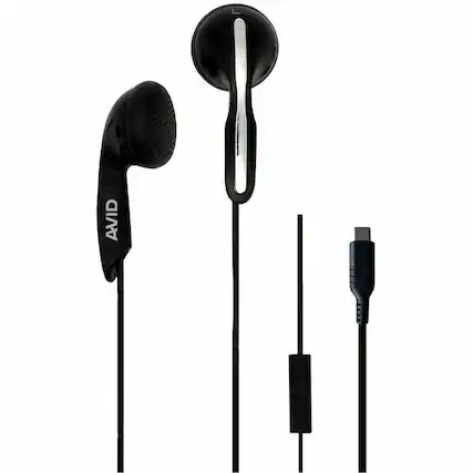 Front. Avid - AVID AE-1M Earset - Stereo - USB Type C - Wired - 32 Ohm - 20 Hz to 20 kHz - Earbud - Binaural - In-ear - 5 ft Cable - Black.