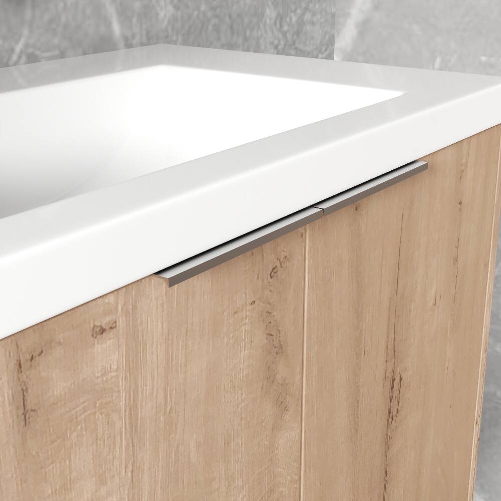 Alt View 3. Loheer - Loheer 30 Inch Floating Bathroom Vanity with Resin Sink, Imitative Oak Wall Mounted Cabinet - Imitative Oak.