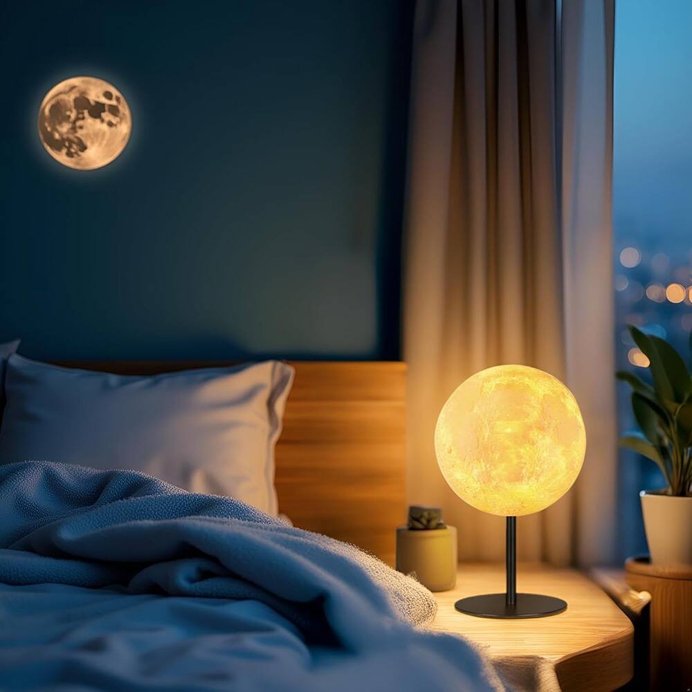 Alt View 1. MOSZAR LLC - Moon Table Lamp, 30 Modes Night Light for Bedroom & Desk.