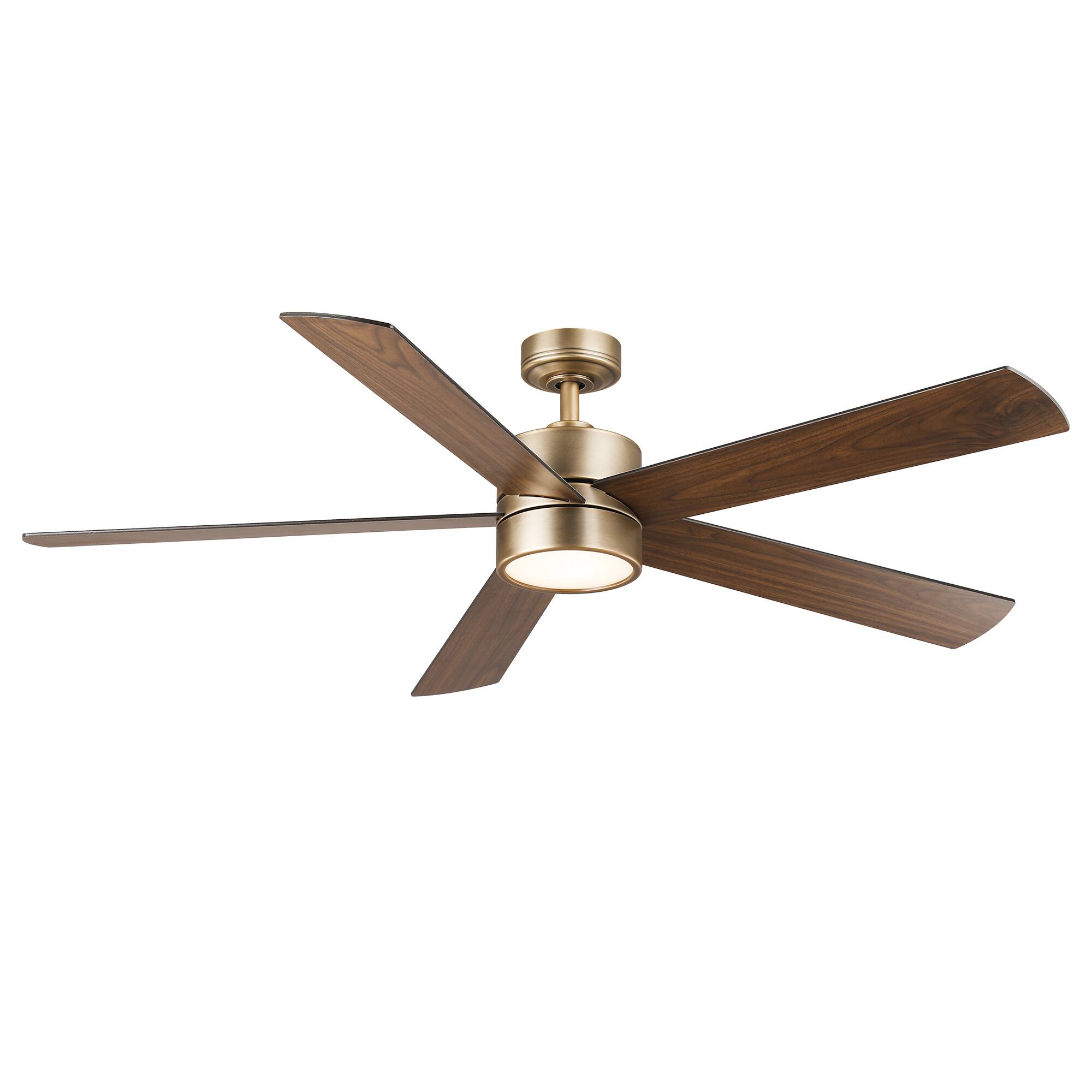 Alt View 6. Parrot Uncle - 60" Modern Natural Brass Integrated LED Ceiling Fan with Light and Remote - Brass.