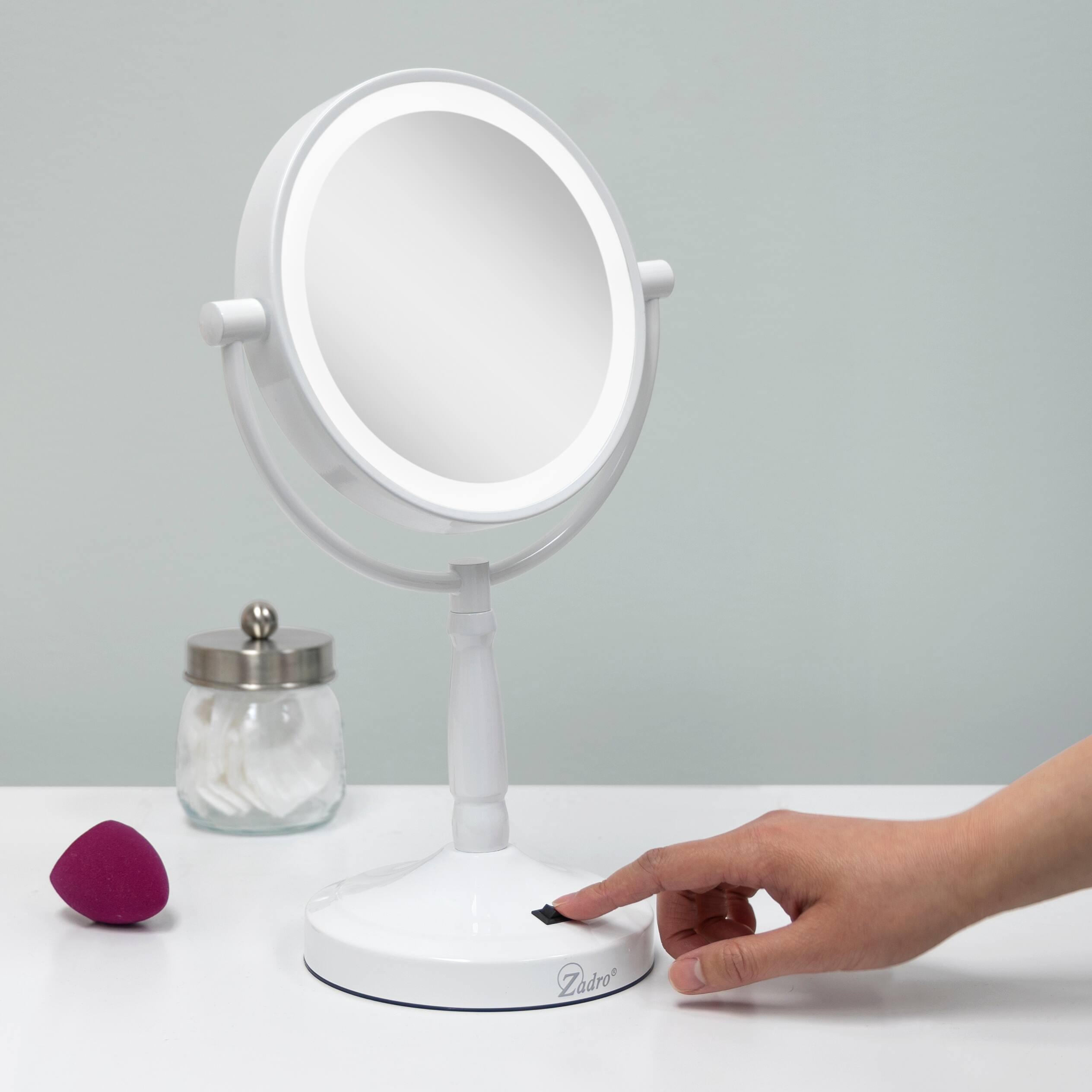 Alt View 1. Zadro - Cordless LED Lighted Makeup Mirror with 10X/1X Magnifications for Flawless Beauty - White.