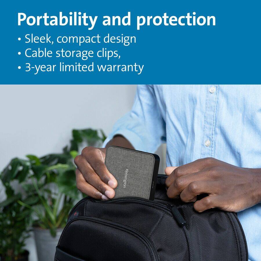 Portability and protection

- Sleek, compact design
- Cable storage clips
- 3-year limited warranty