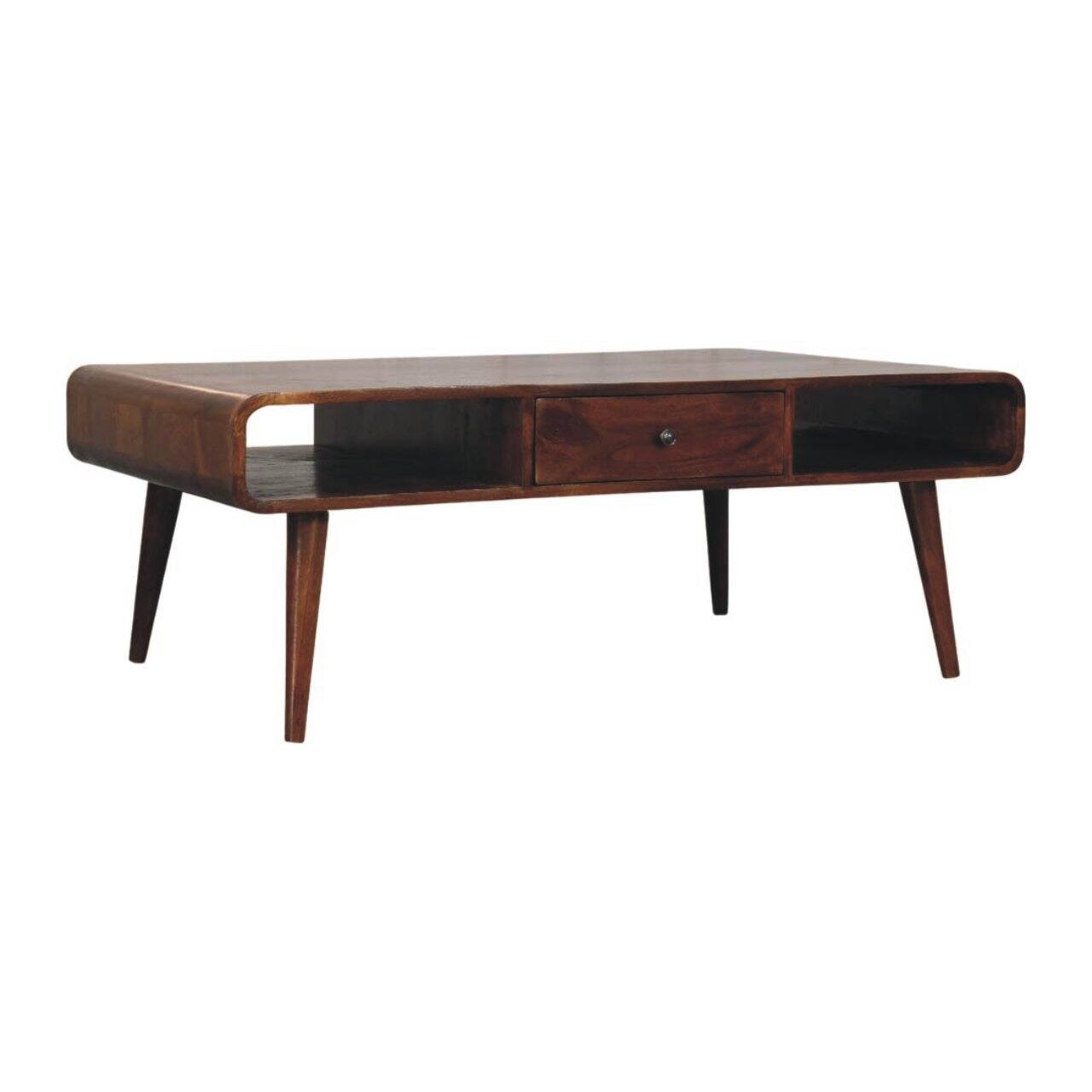 Angle. Artisan Furniture - Avora 2 Drawer Chestnut Coffee Table, Brown - Brown.