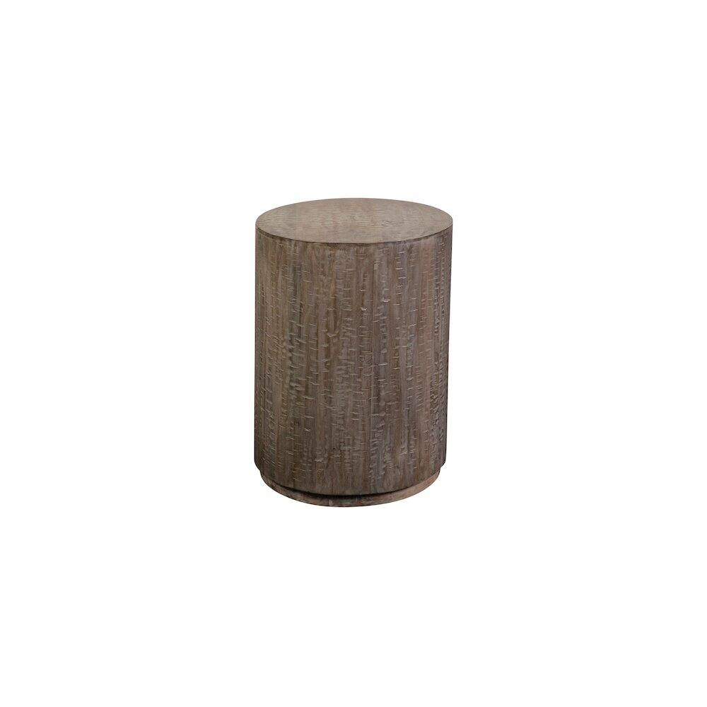 Angle. Porter Designs - Drum Gray Wash Mango Wood End Table - Gray.