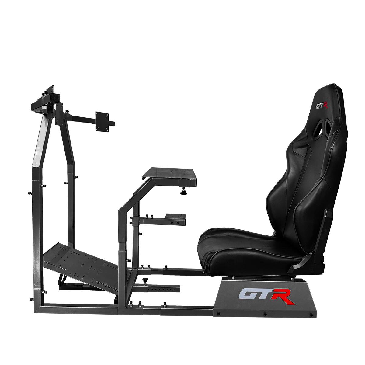 Angle. GTR Simulator - GTR Simulator GTA Model Black Frame Triple Monitor Stand Adjustable Black Seat Simulator Cockpit - Black.
