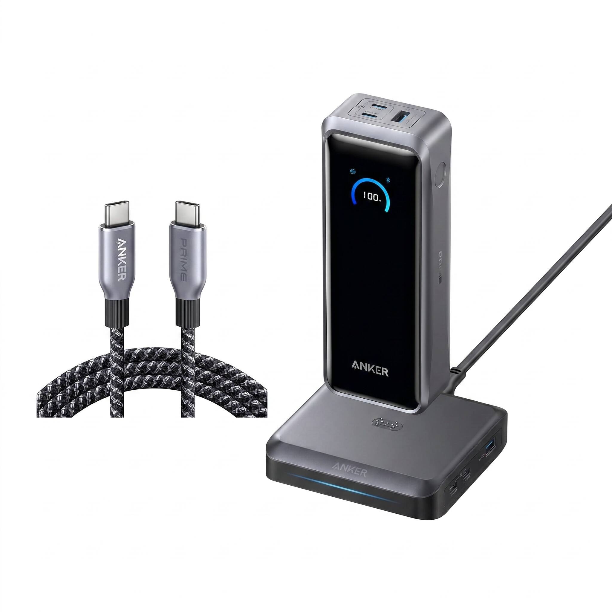 Prime Power Bank (26K, 300W) with Charging Base + Anker Prime USB-C to USB-C Cable (6 ft, 240W) price history on PriceWatchPro