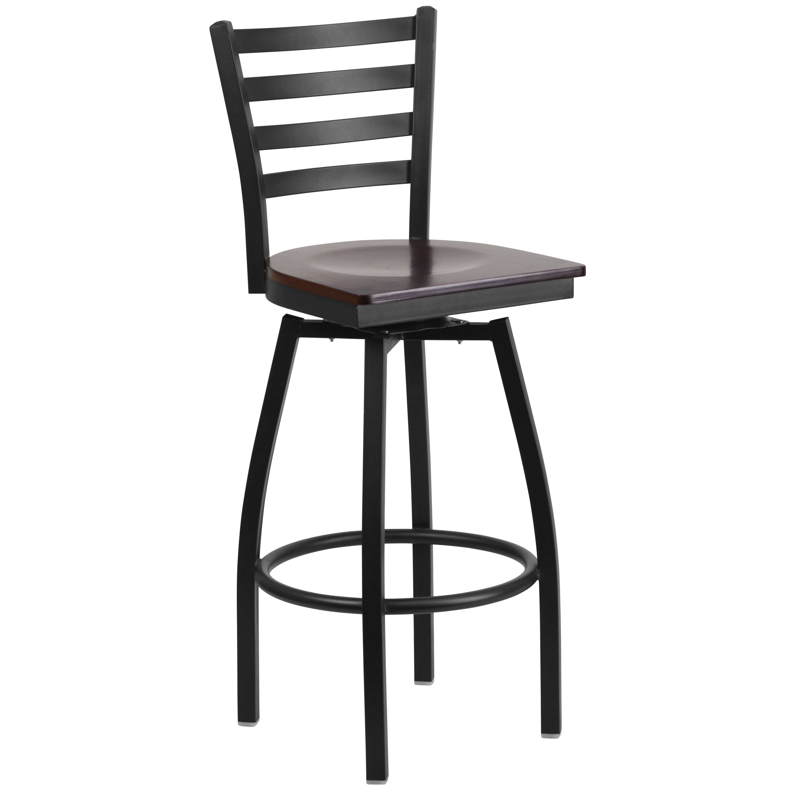 Walnut Wood Seat/Black Metal Frame