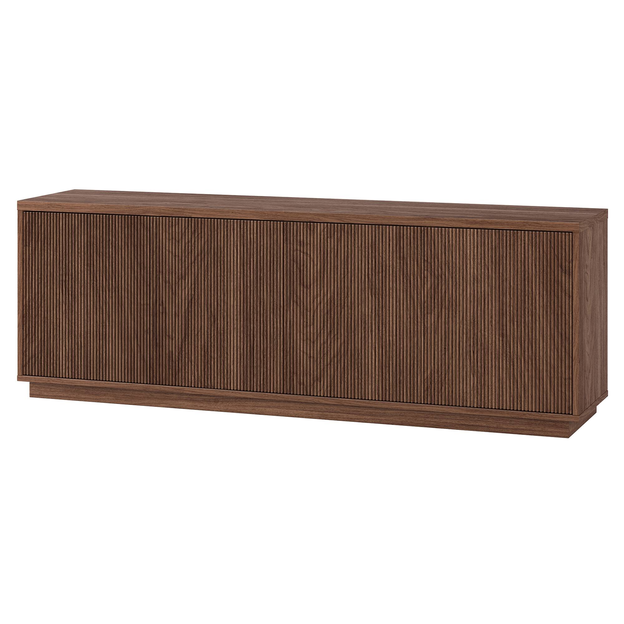 Left. Hudson&Canal - Hanson Rectangular Fluted TV Stand for TV's up to 75" in Satin Walnut - Satin Walnut.