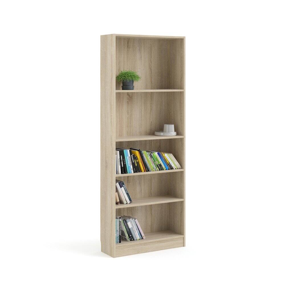 Back. Tvilum - Element Tall Wide 5 Shelf Bookcase, Oak Structure - Brown.