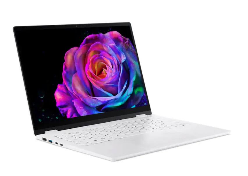 Left. Acer - Swift Edge 14 AI 14" 2.8K Ultra 9 288V 32GB 1TB SSD Windows 11 Home - Pearl White.