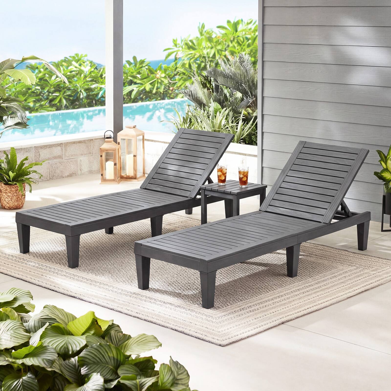 Alt View 9. Gymax - Gymax Patiojoy 2 PCS Lounge Chair Chaise Recliner Weather Resistant Adjustable Outdoor Gray - Grey.