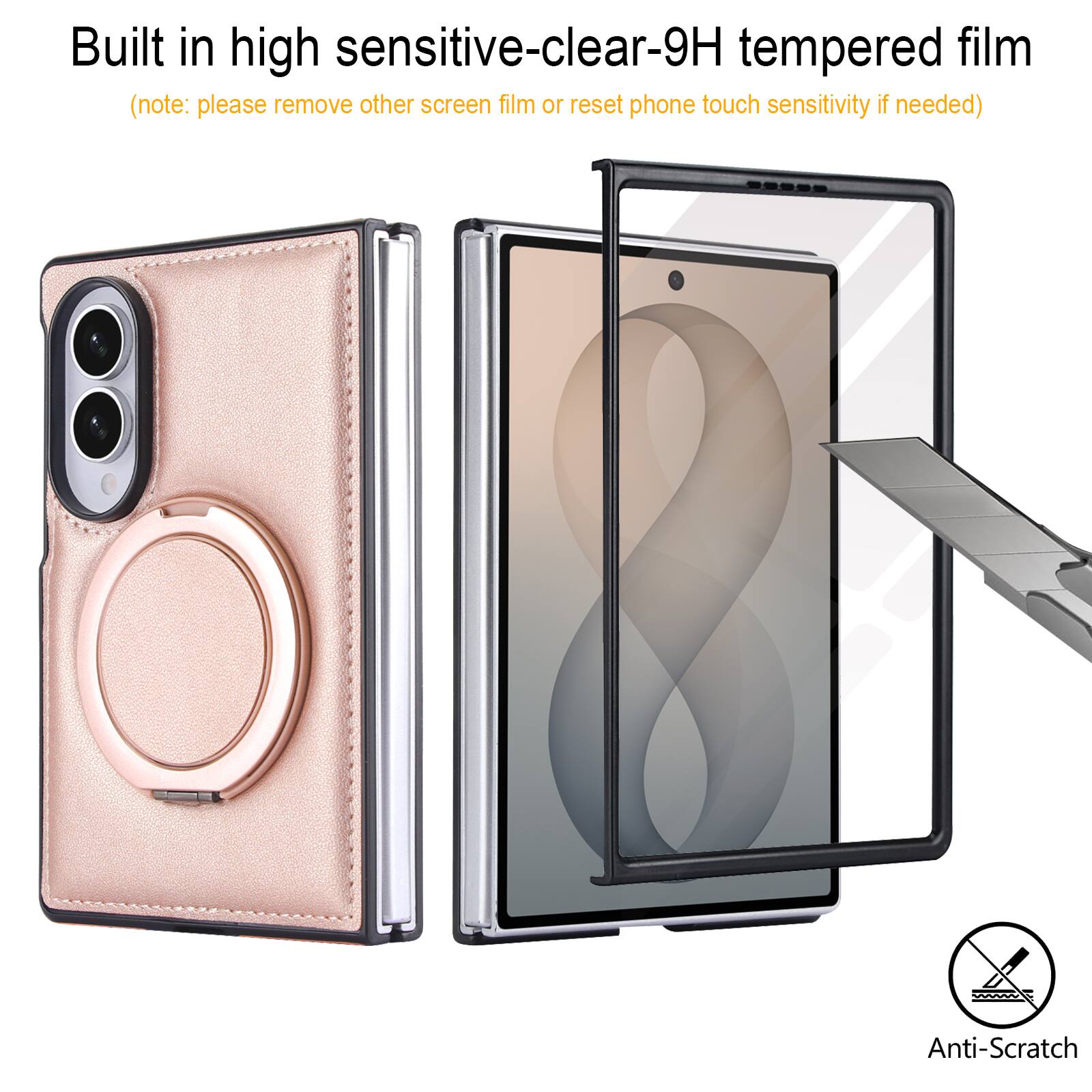 Built in high sensitive-clear-9H tempered film (note: please remove other screen film or reset phone touch sensitivity if needed)

Anti-Scratch