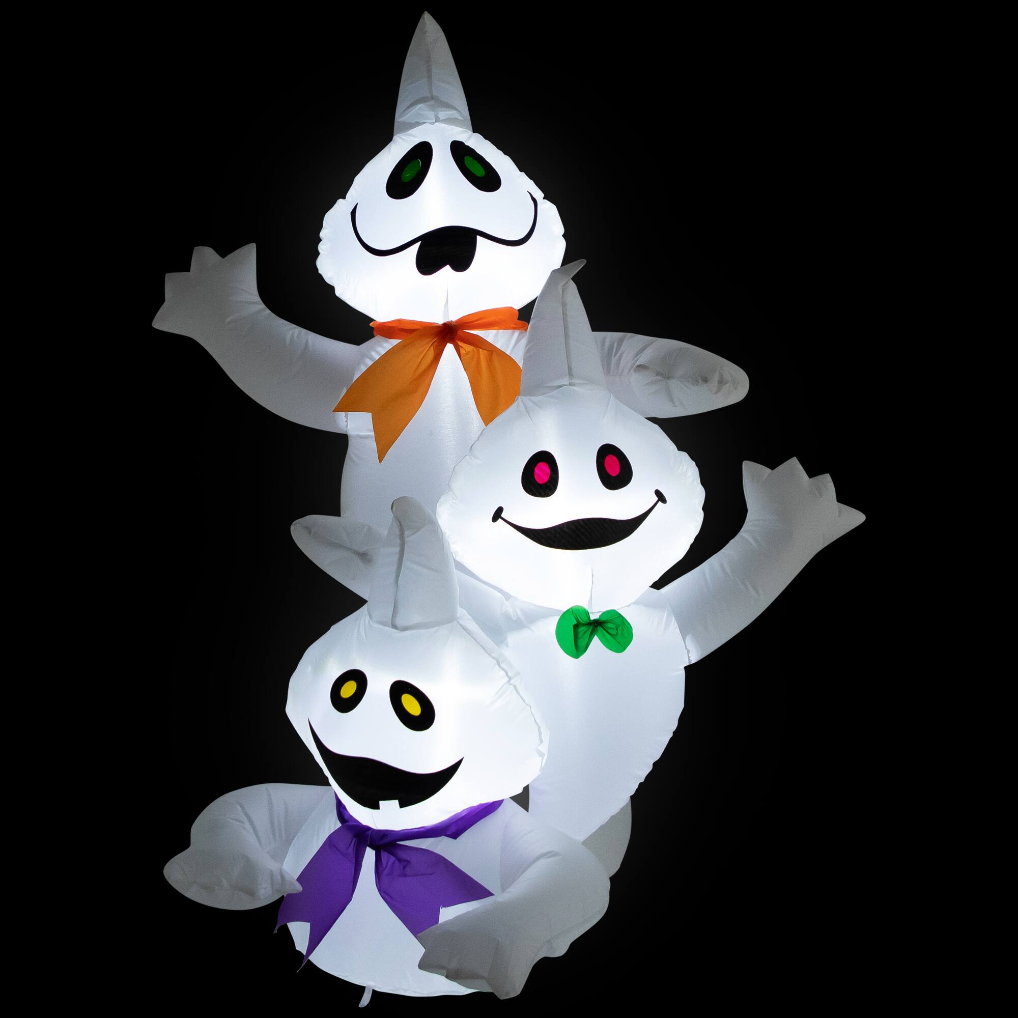Alt View 1. Northlight - LED Lighted Ghost Trio Inflatable Outdoor Halloween Decoration - 3.5'- Warm White Lights - White.