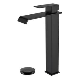 Black Faucet SUS304 Waterfall Spout cUPC Cartridge 60cm Supply Line Pop Up Drain