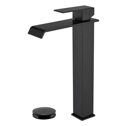 Front. Boyel Living - Black Faucet SUS304 Waterfall Spout cUPC Cartridge 60cm Supply Line Pop Up Drain - Matte Black.