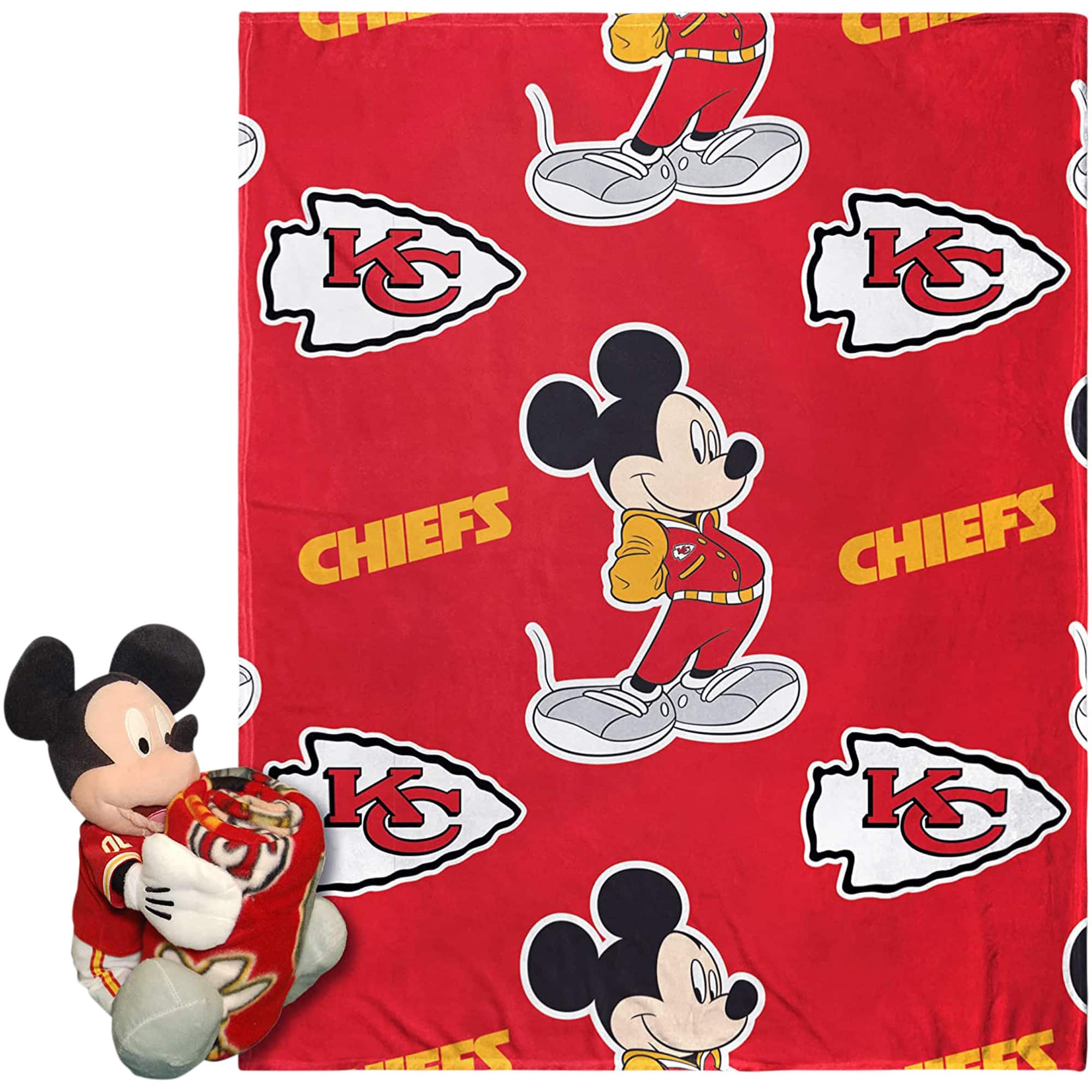 Northwest - Kansas City Chiefs Mickey Hugger Pillow & Silk Touch Throw Set - Multicolor