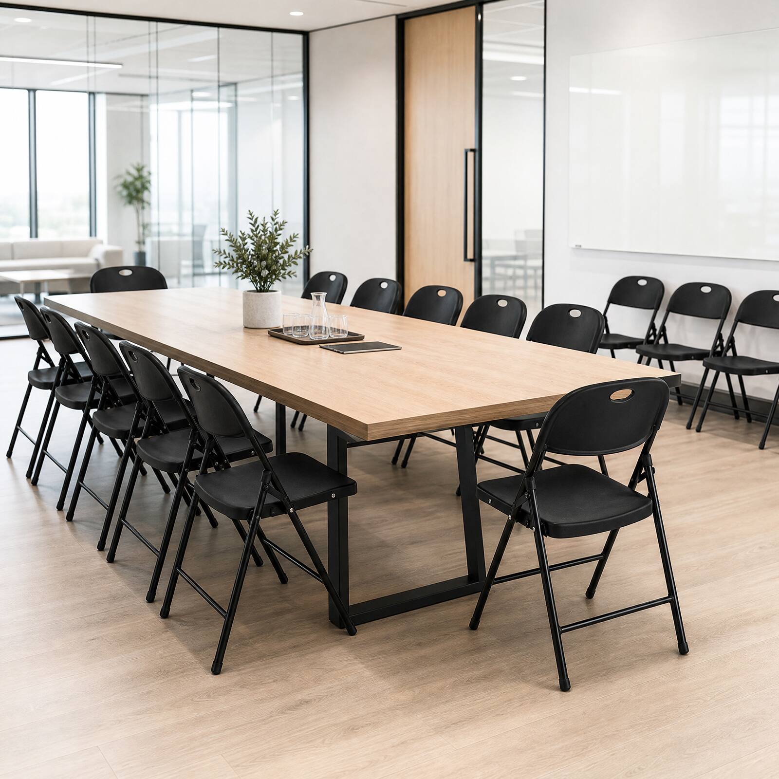 Alt View 7. Costway - Costway Foldable Plastic Chairs Set of 12 with Curved PP Seat Ergonomic Backrest Metal Legs - Black.