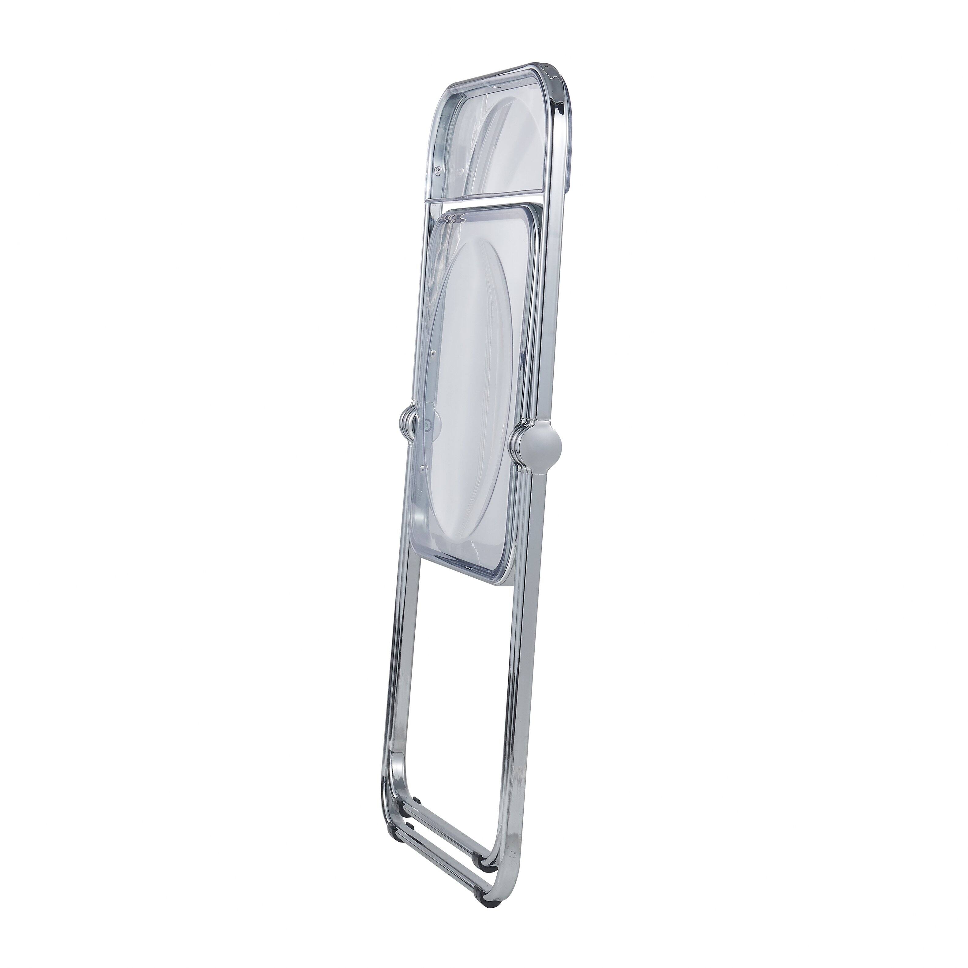 Alt View 3. LeisureMod - Lawrence 2-PCS Clear Accent Chair, Folding Acrylic Design with Chrome Frame, Portable Assembled Seating - Clear.