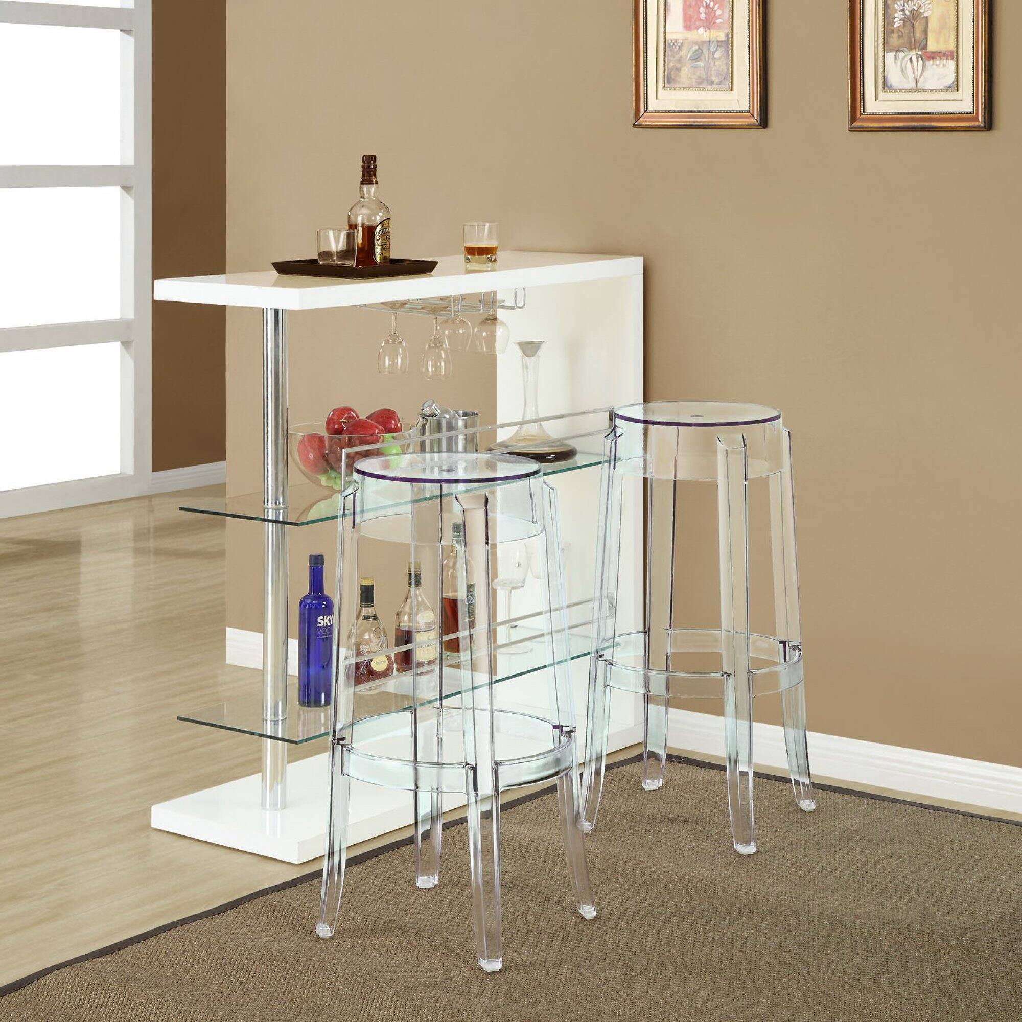Back. Modway - Casper Bar Stool Set of 2 - Clear.