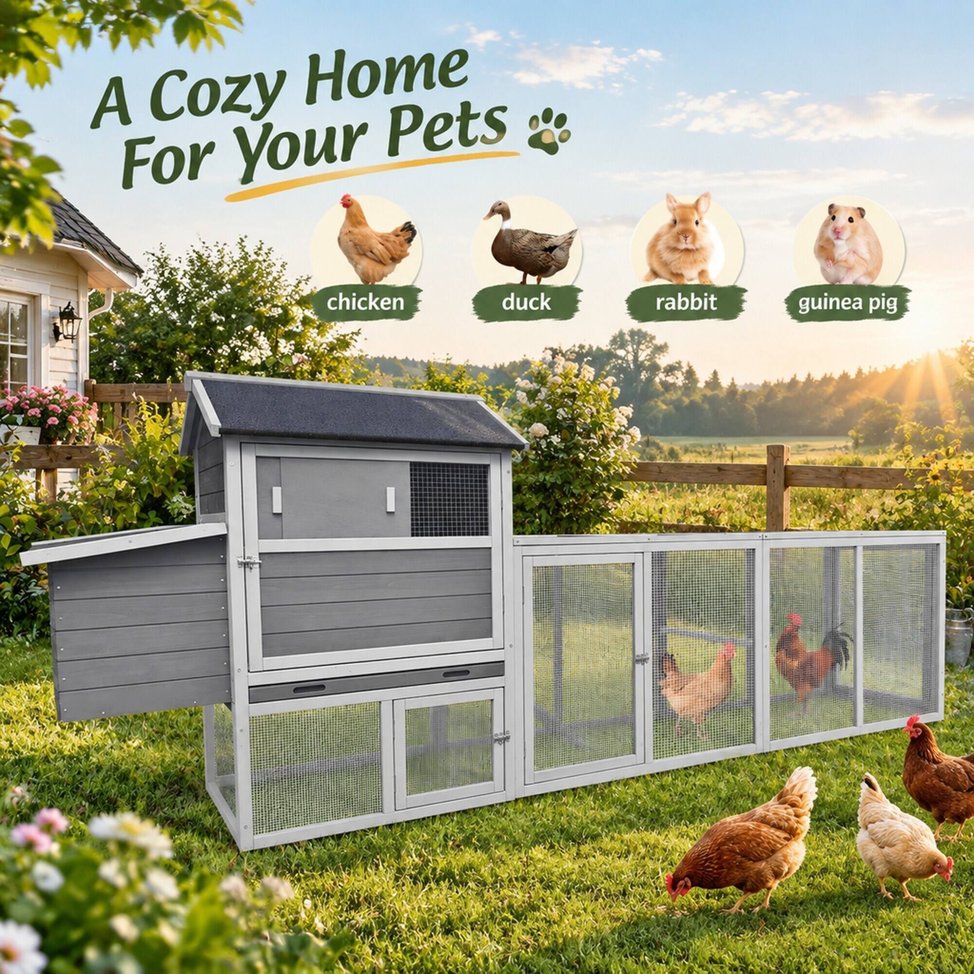 A Cozy Home For Your Pets
chicken
duck
rabbit
guinea pig