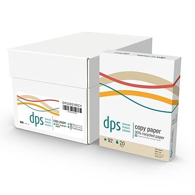 Diversity Products Solutions by Staples - DPS by Staples 30% Recycled 8.5" x 11" Copy Paper, 20 lbs., 92 Brightness, 500 Sheets/Ream (DPS08511RCY-CC) - White