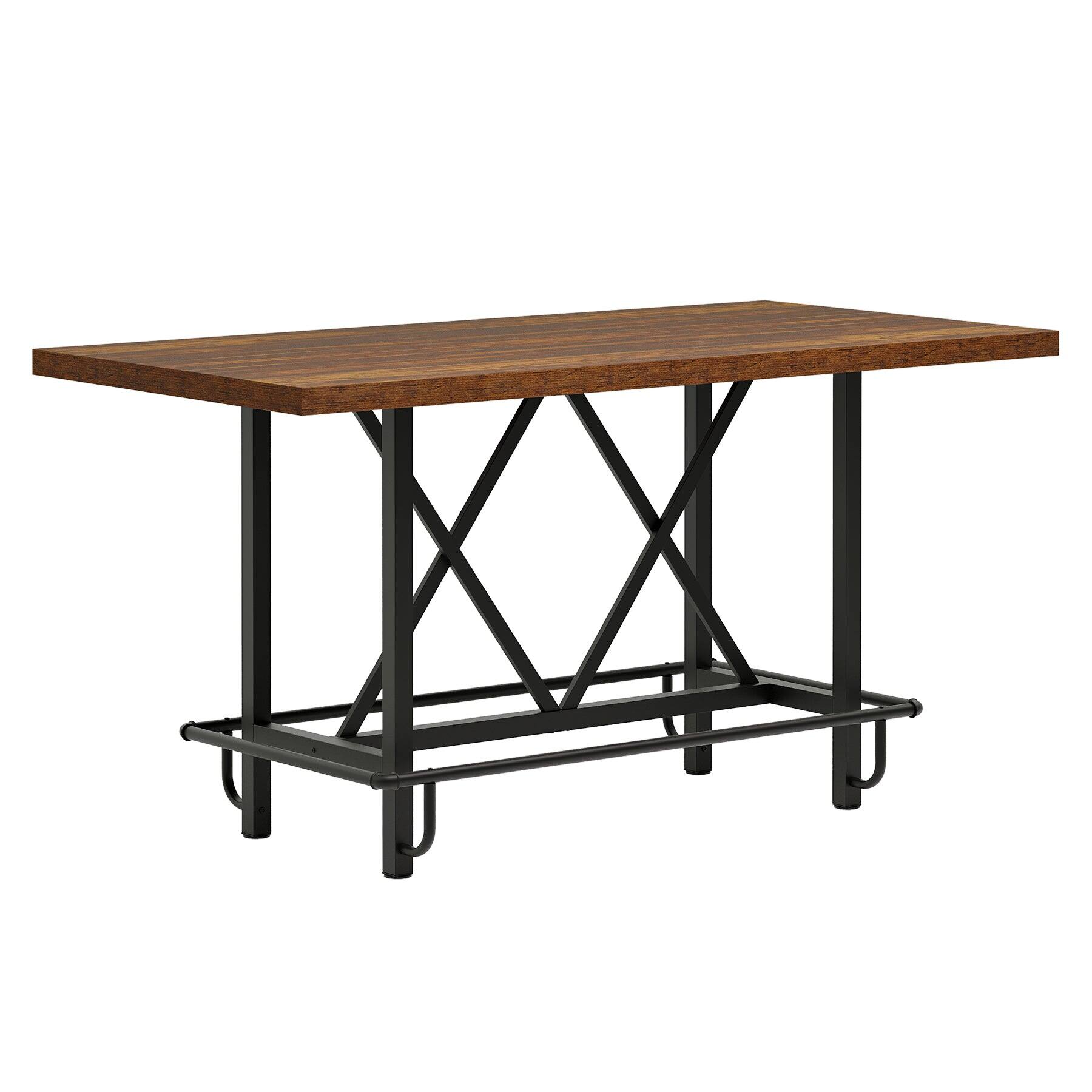 Alt View 4. Tribesigns - Farmhouse Bar Table with Rectangular Top for Everyday Dining and Home Entertaining - Brown.