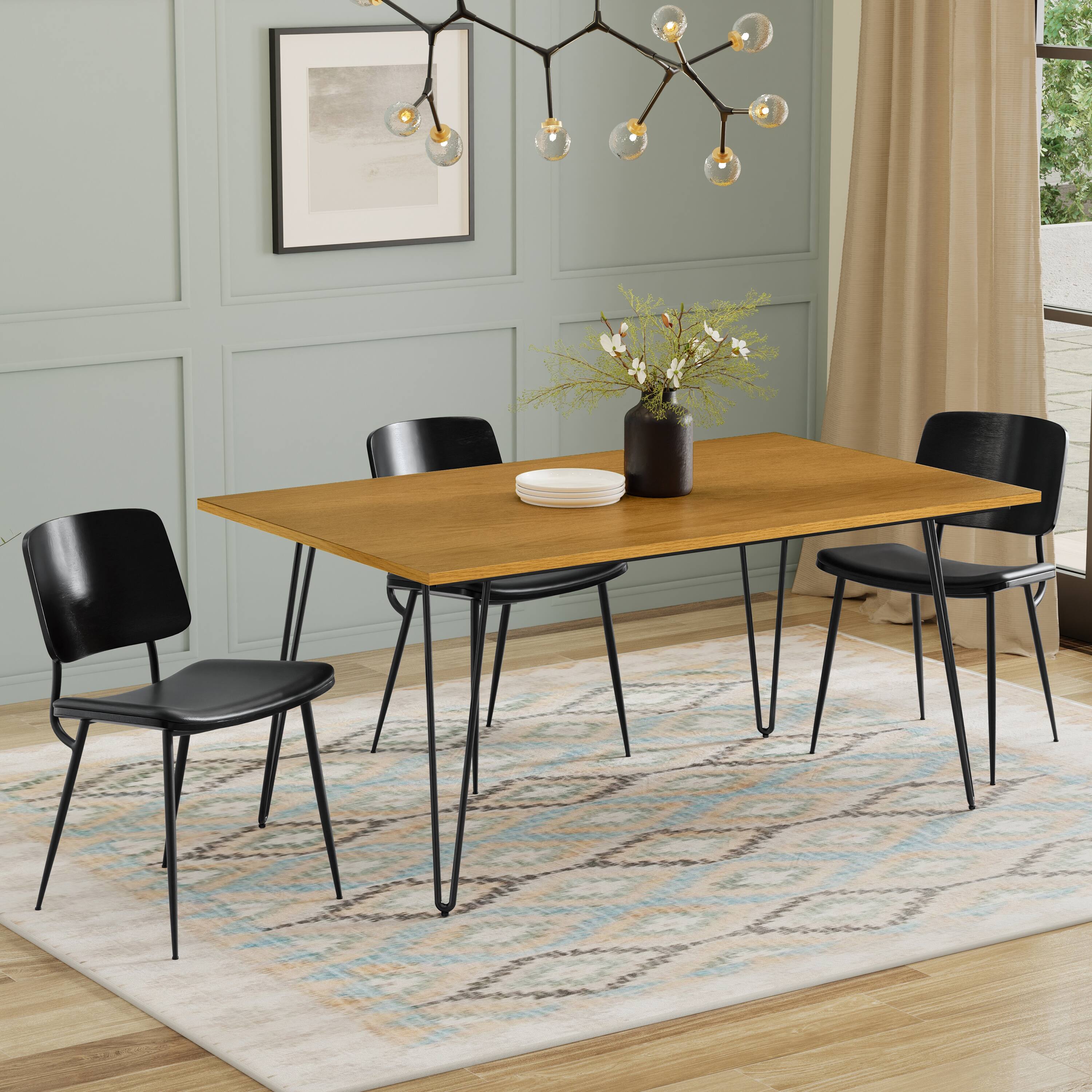 Angle. Simpli Home - Hunter 66 inch x 40 inch Rectangle Industrial Dining Table in Oak - Oak.