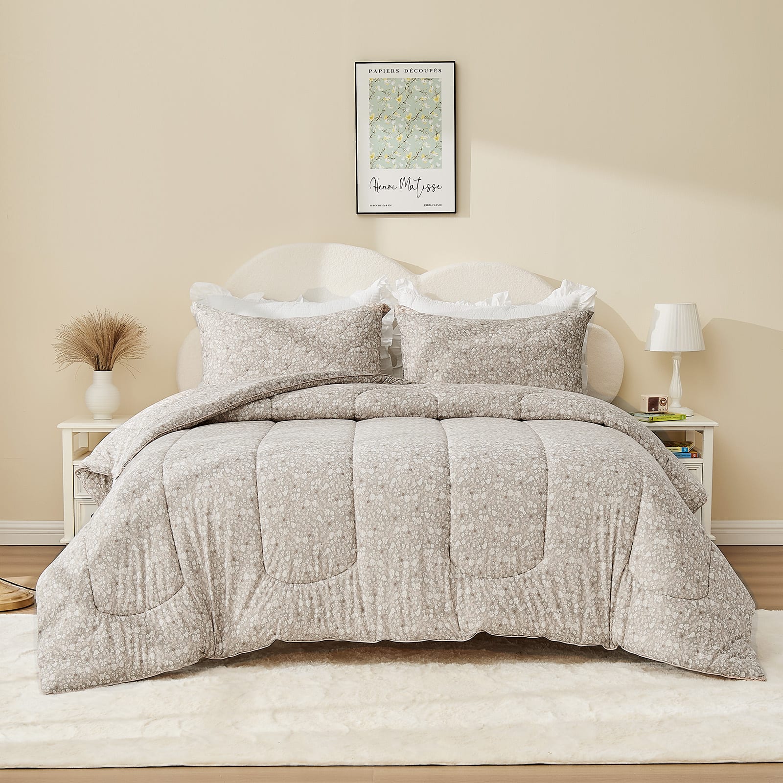 Bestier - Queen Comforter Set for Kids and Teens – 3 Pcs All-Season Bedding with Skin-Friendly Lightweight Quilt & 2 Pillowcases - Cofe