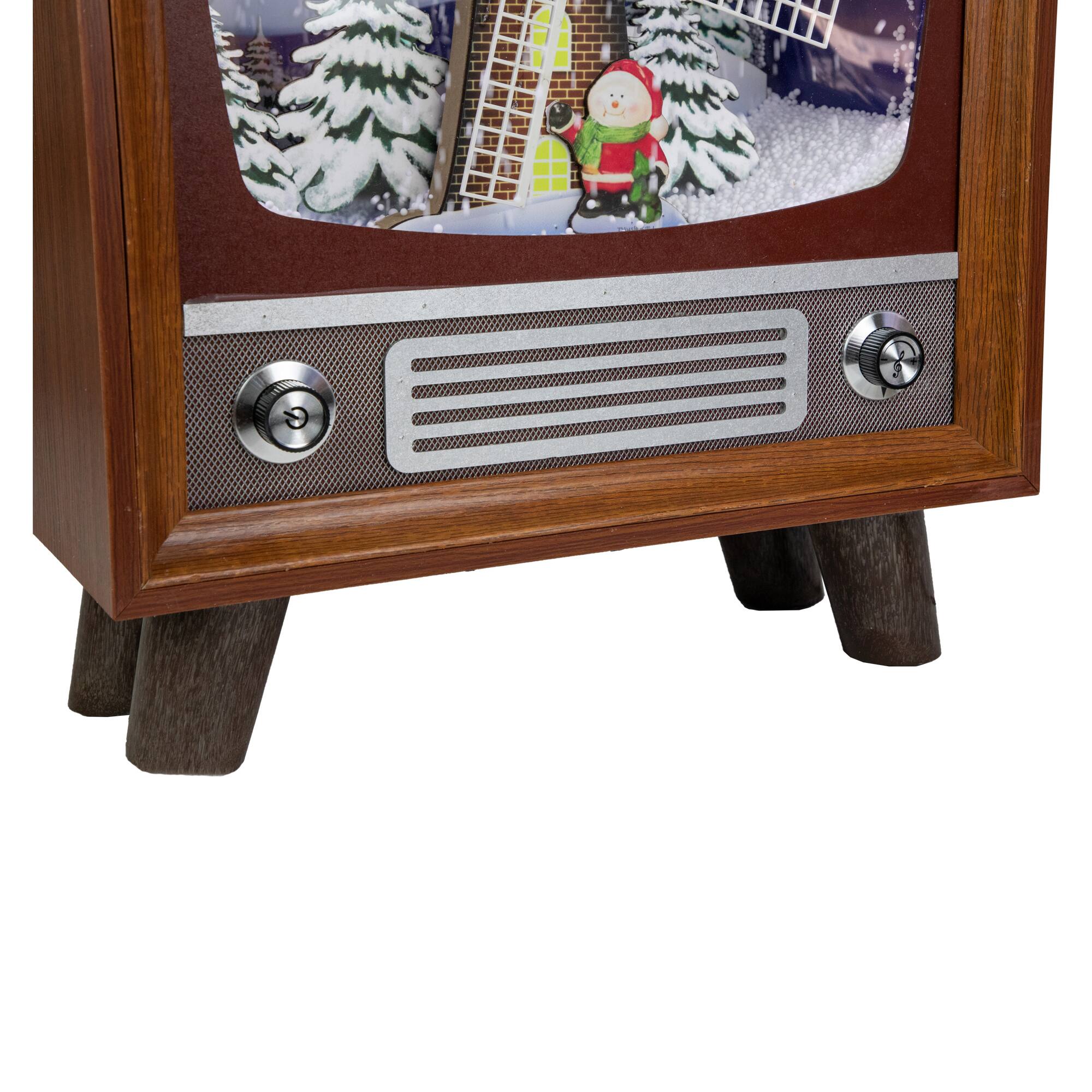 Alt View 4. Northlight - LED Lighted Musical Snowing Windmill TV Set  Decoration - 21" - Brown.