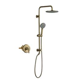 Boyel Living - 3-Spray Patterns with 2.5 GPM 10 in. Wall Mount Dual Shower Heads with Pressure Balance Valve - Brushed Gold