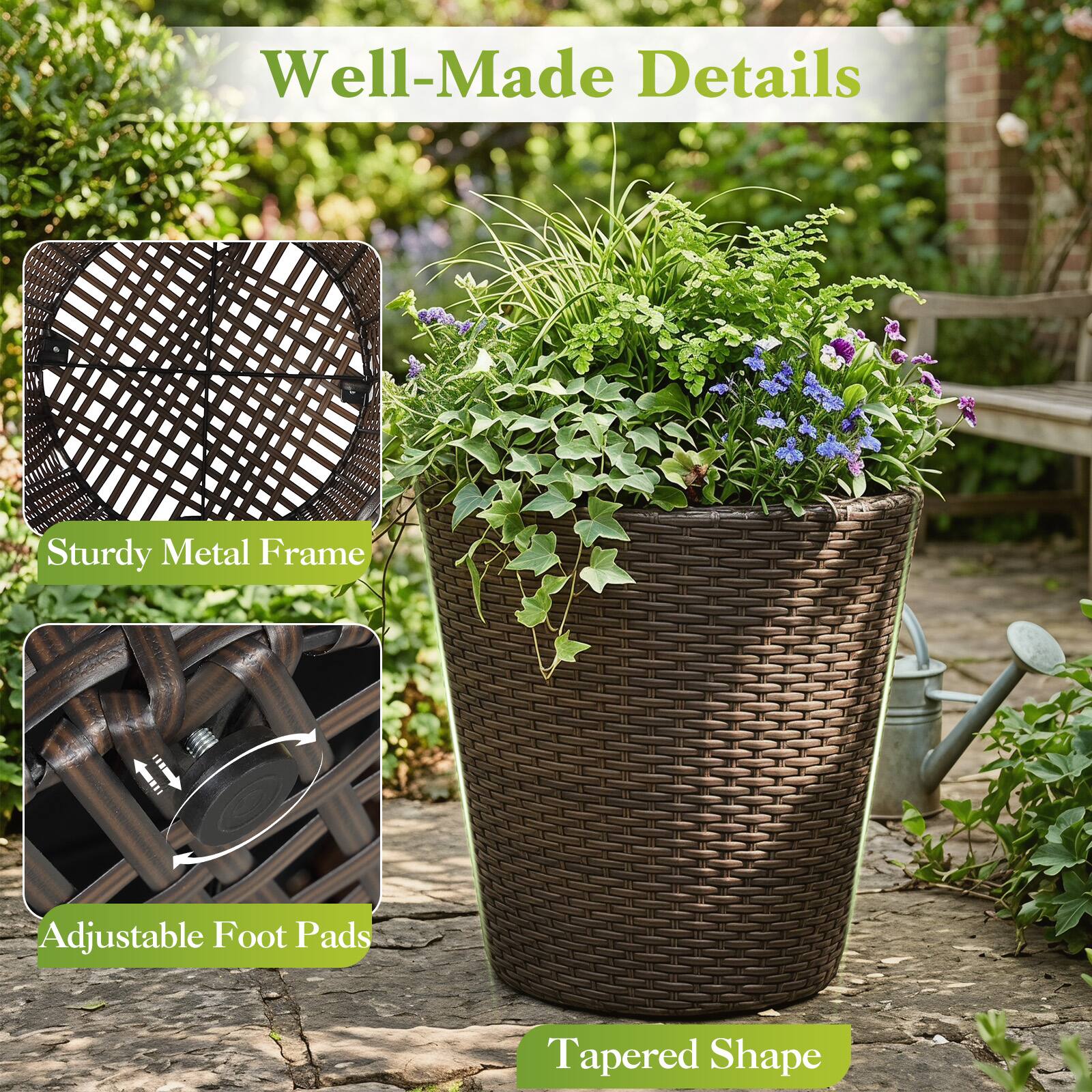 Well-Made Details  
Sturdy Metal Frame  
Adjustable Foot Pads  
Tapered Shape