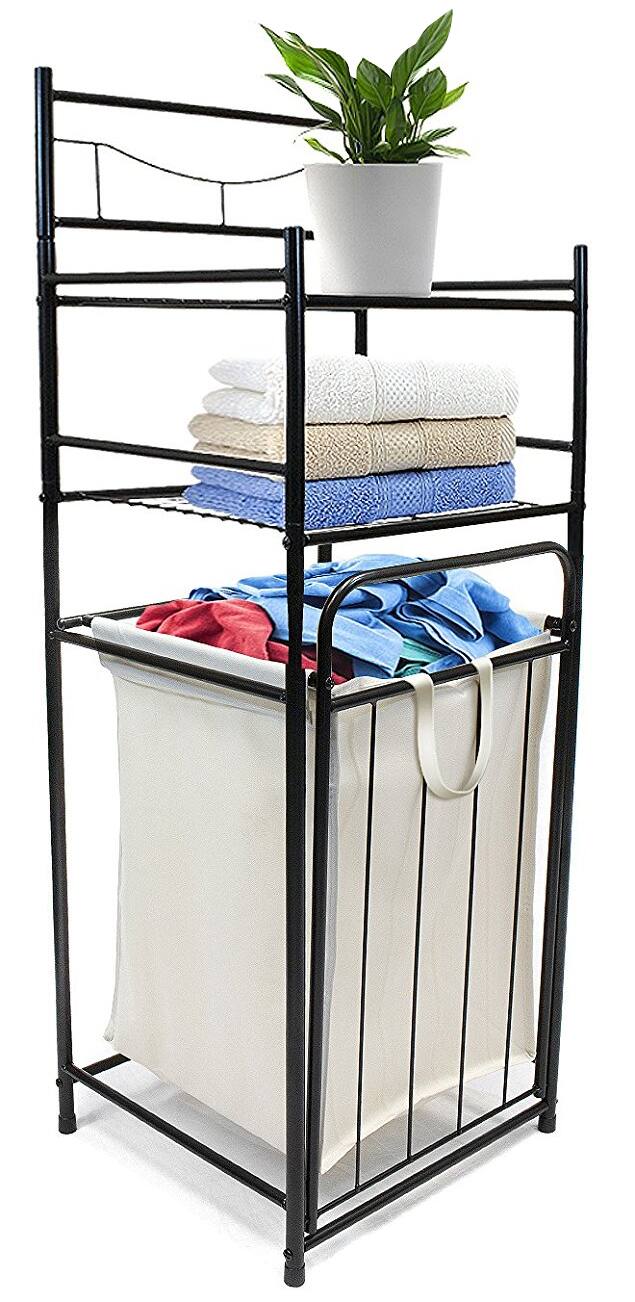 Alt View 2. Sorbus - Sorbus Bathroom Tower Hamper Organizer, Features Tilt Out Laundry Hamper and 2-Tier Storage Shelves, for Bathroom - Black.