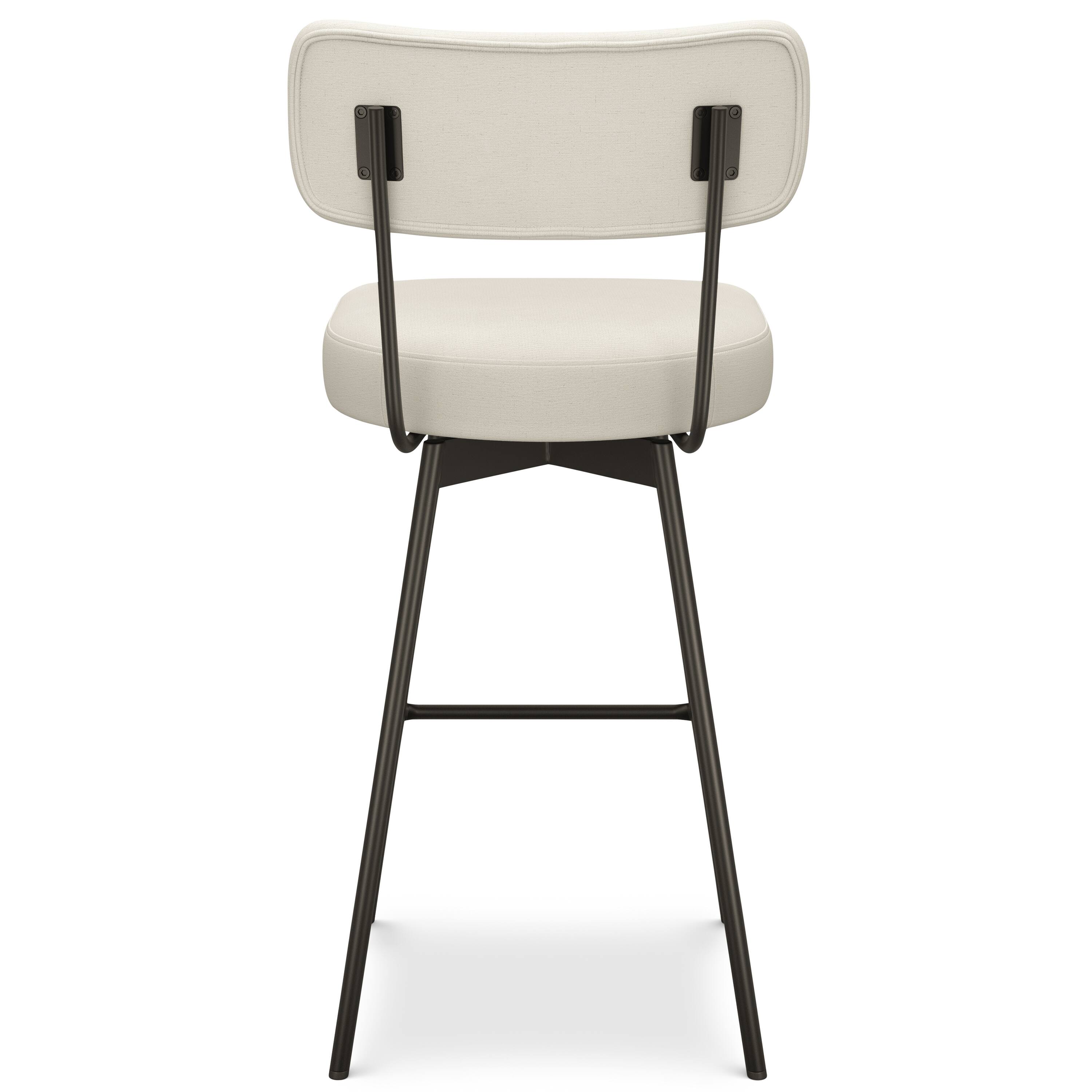 Back. Simpli Home - Giselle Contemporary Modern Swivel Bar Stool (Set of 2) in Natural  Polyester Linen - Natural.